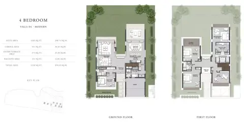 Plattegrond van 4 slaapkamers in Golf Place Phase 2 By Emaar