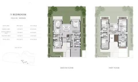 Plattegrond van 5 slaapkamers in Golf Place Phase 2 By Emaar