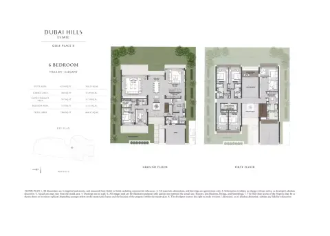 Plattegrond van 6 slaapkamers in Golf Place Phase 2 By Emaar