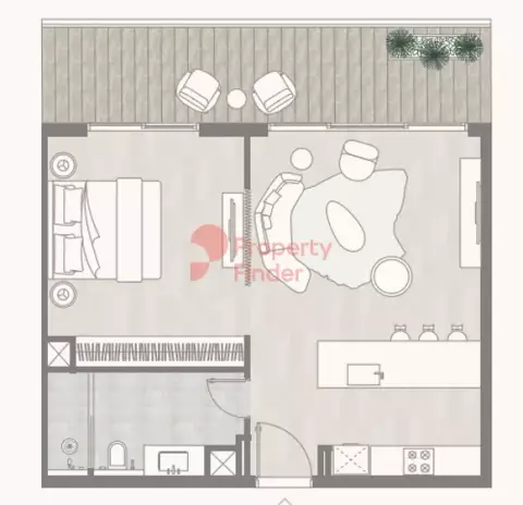 Plattegrond van 1 slaapkamer in Kempinski Residences