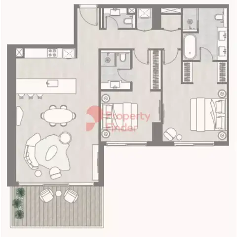 Plattegrond van 2 slaapkamers in Kempinski Residences