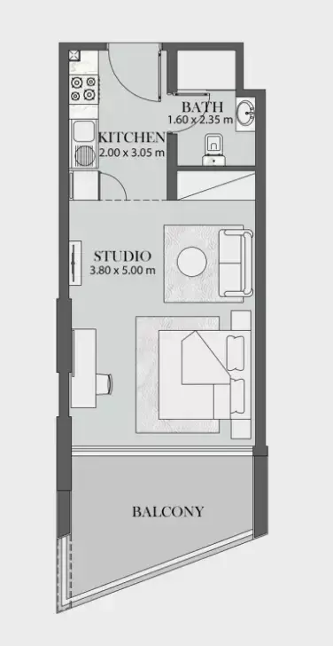 Plattegrond van Studio in Binghatti Crystals