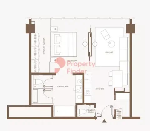 Plattegrond van 1 slaapkamer in One Zaabeel