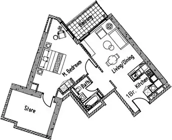Plattegrond van 1 slaapkamer in Aykon City - Tower B