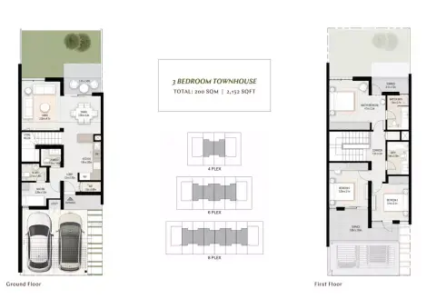 Plattegrond van 3 slaapkamers in Elan By Majid Al Futtaim