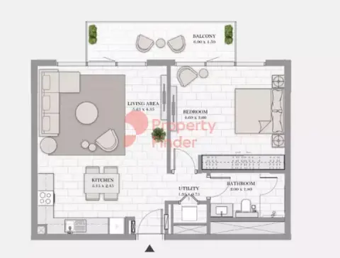 Plattegrond van 1 slaapkamer in La Vie