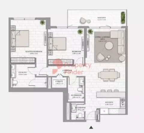 Plattegrond van 2 slaapkamers in La Vie