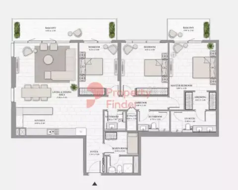 Plattegrond van 3 slaapkamers in La Vie