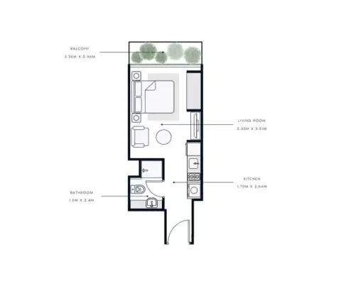 Plattegrond van Studio in AZIZI Riviera 29