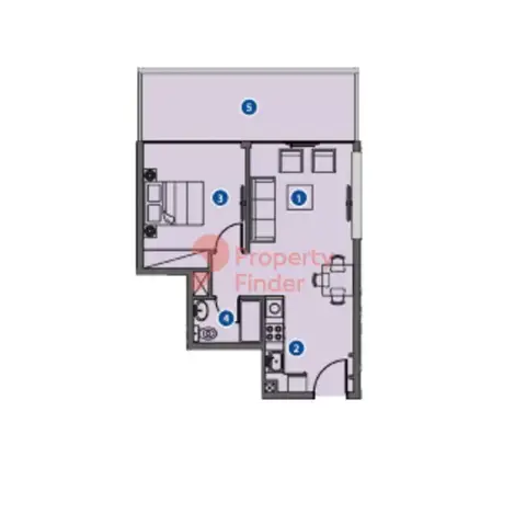 Plattegrond van 1 slaapkamer in AZIZI Riviera 29
