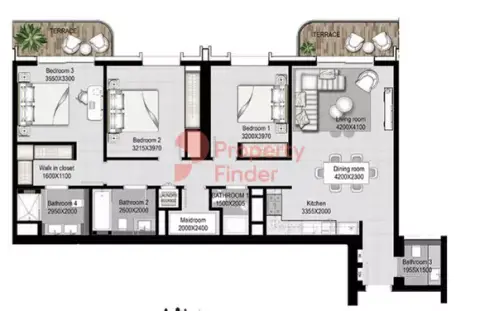 Plattegrond van 3 slaapkamers in Marina Vista