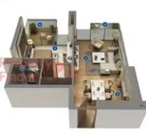 Plattegrond van 1 slaapkamer in Azizi Riviera 24