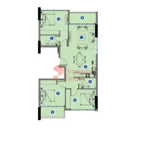 Plattegrond van 3 slaapkamers in Azizi Riviera 24