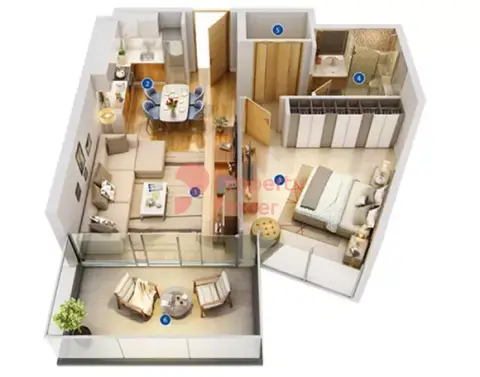 Plattegrond van 1 slaapkamer in Azizi Gardens
