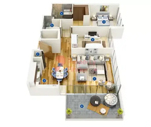 Plattegrond van 2 slaapkamers in Azizi Gardens