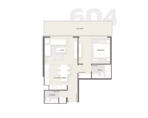 Plattegrond van 1 slaapkamer in Tonino Lamborghini Residences