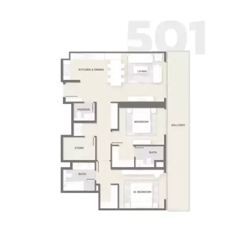 Plattegrond van 2 slaapkamers in Tonino Lamborghini Residences