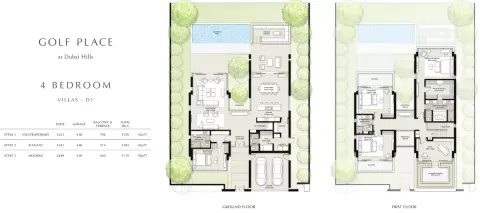 Plattegrond van 4 slaapkamers in Golf Place By Emaar