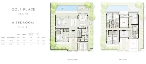 Plattegrond van 6 slaapkamers in Golf Place By Emaar