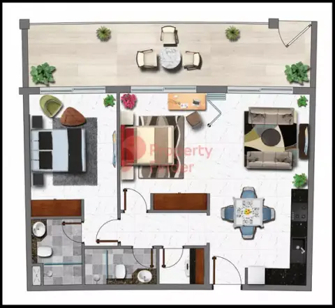 Plattegrond van 2 slaapkamers in Vincitore Benessere