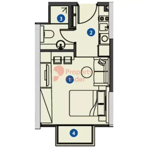Plattegrond van Studio in Azizi Riviera 31