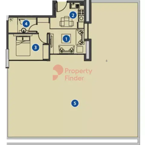 Plattegrond van 1 slaapkamer in Azizi Riviera 31