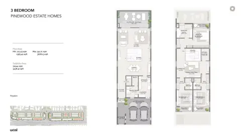 Plattegrond van 3 slaapkamers in Pinewood Estate Homes