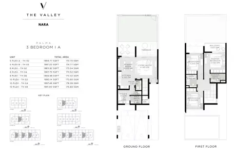 Plattegrond van 3 slaapkamers in The Valley by Emaar