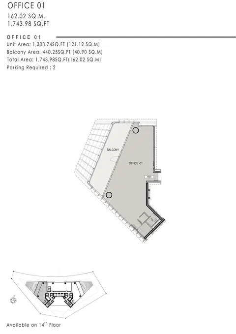 Plattegrond van Office Space in The One by Prestige One