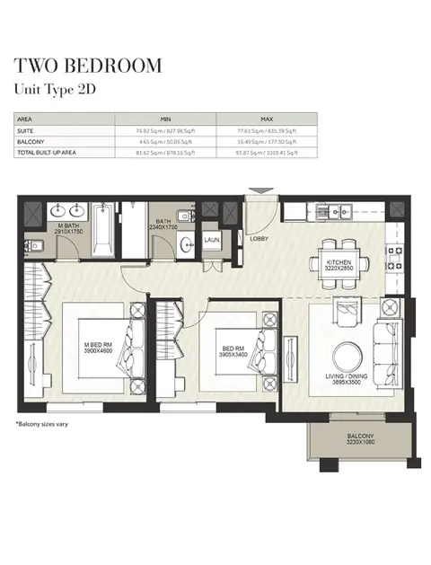Plattegrond van 2 slaapkamers in Hayat Boulevard