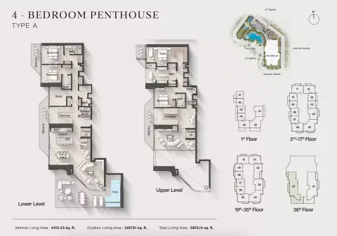 Plattegrond van 4 slaapkamers in Altiera Heights