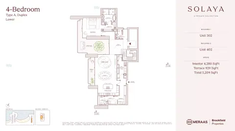 Plattegrond van 4 slaapkamers in Solaya 1,2 and 3