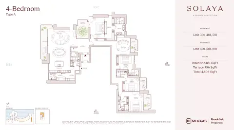 Plattegrond van 4 slaapkamers in Solaya 1,2 and 3