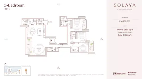 Plattegrond van 3 slaapkamers in Solaya 1,2 and 3