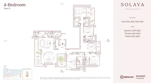 Plattegrond van 4 slaapkamers in Solaya 1,2 and 3
