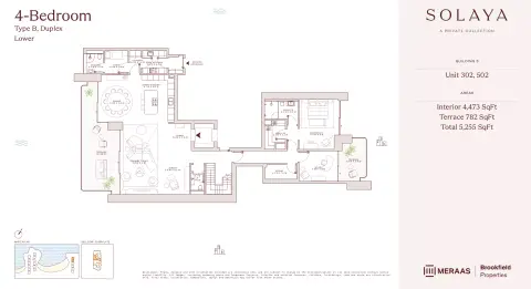 Plattegrond van 4 slaapkamers in Solaya 1,2 and 3