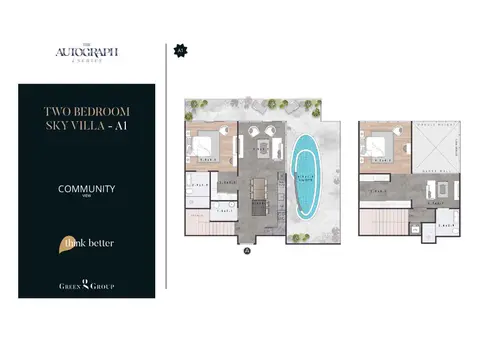 Plattegrond van 2 slaapkamers in The Autograph I Series