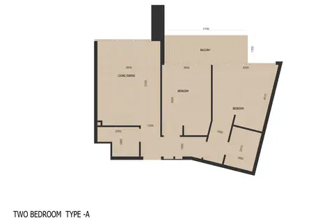 Plattegrond van 2 slaapkamers in Alexis Tower