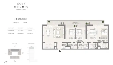 Plattegrond van 4 slaapkamers in Emaar Golf Heights