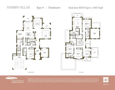 Plattegrond van 5 slaapkamers in Arabian Ranches