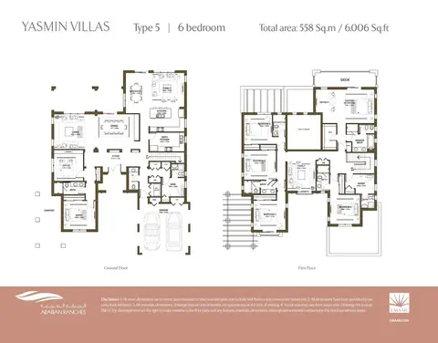 Plattegrond van 6 slaapkamers in Arabian Ranches