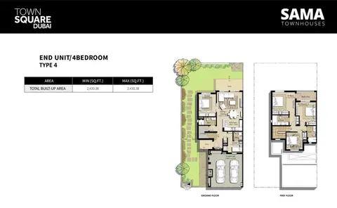 Plattegrond van 4 slaapkamers in Sama Townhouses