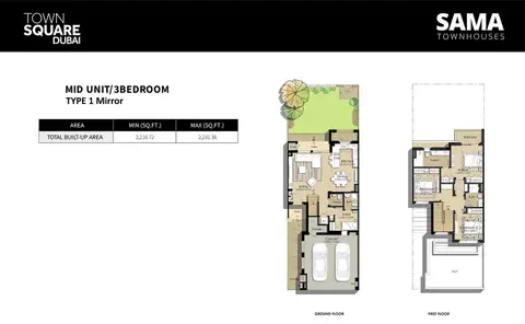 Plattegrond van 3 slaapkamers in Sama Townhouses