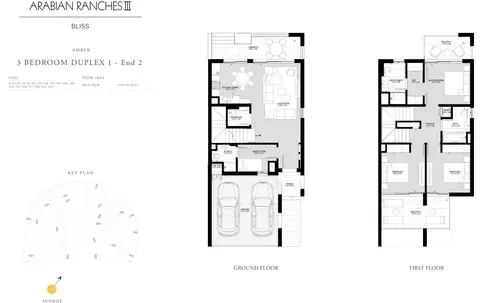 Plattegrond van 3 slaapkamers in Bliss Townhouses