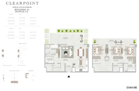 Plattegrond van 3 slaapkamers in Emaar Clearpoint Mina Rashid