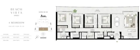 Plattegrond van 4 slaapkamers in Beach Vista Apartments