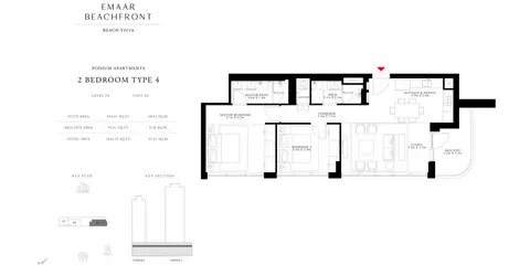 Plattegrond van 2 slaapkamers in Beach Vista Apartments
