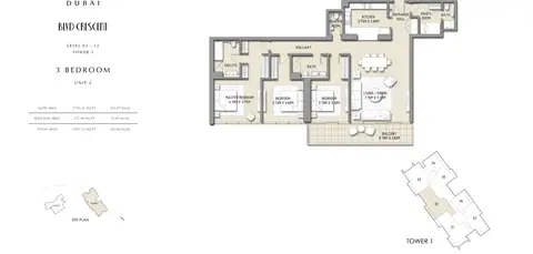 Plattegrond van 3 slaapkamers in BLVD Crescent