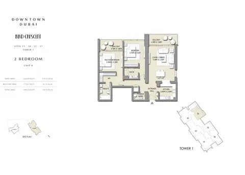 Plattegrond van 2 slaapkamers in BLVD Crescent