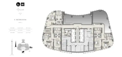Plattegrond van 6 slaapkamers in IL Primo